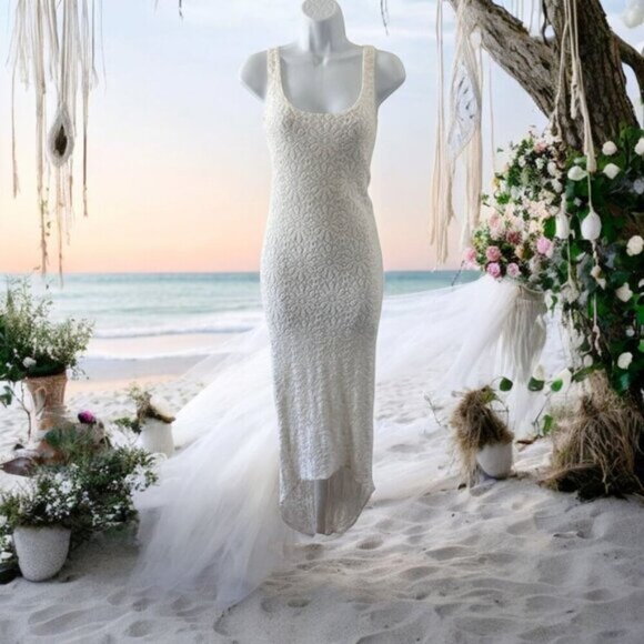 Jen’s Pirate Booty ✦ Wilde Sundress ✦ Casablanca White Crochet Lace Midi Sz XS - Picture 10 of 13